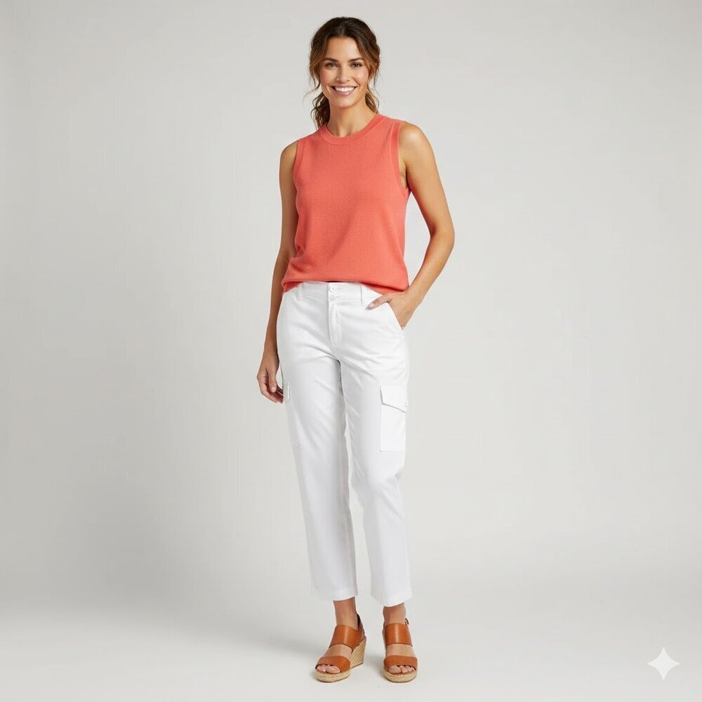 NWT TALBOTS Supersoft Cargo Pants in White 16
